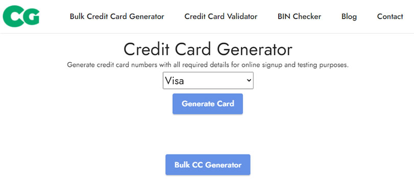 Credit Card Generator 含 CVV 檢查碼在內的信用卡卡號產生器