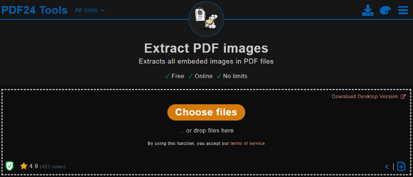 Extract PDF images 可取出 PDF 文件內所有圖片的線上免費服務