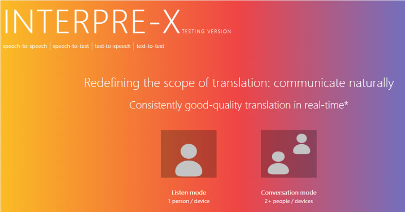 INTERPRE-X 可即時翻譯並轉語音輸出的免費線上服務