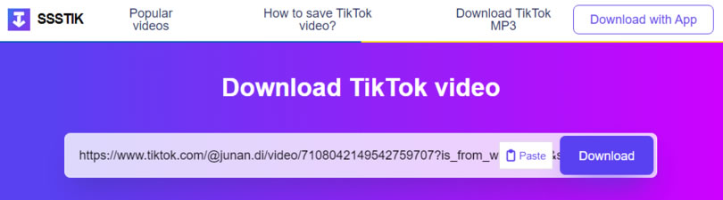 SSSTIK 輸入 TikTok 影片網址就可選無浮水印的影片或 MP3 下載
