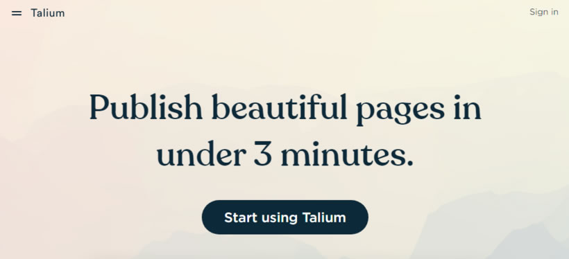 Talium 可建立一頁式網頁的免費線上服務