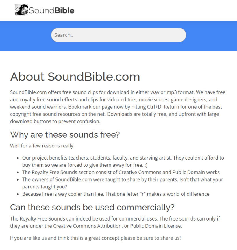 SoundBible 高品質且可商用的音效素材免費下載