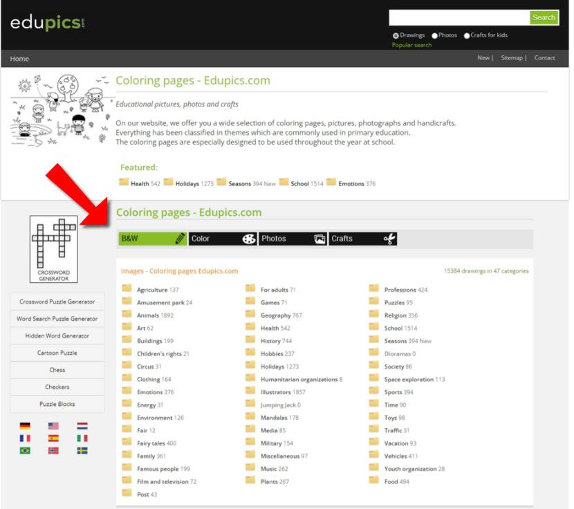 Edupics.com 免費提供著色圖紙的網站