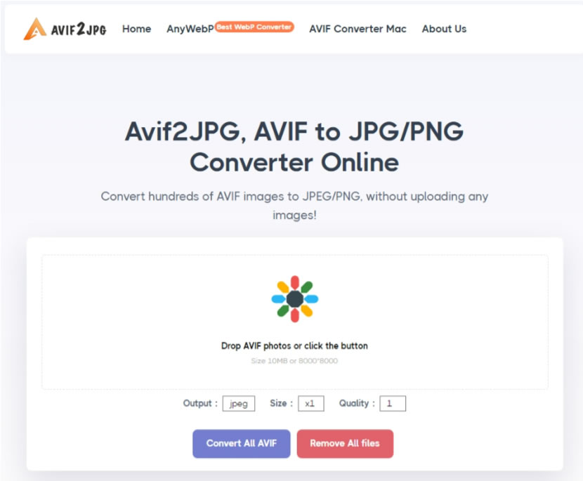 Avif2JPG 可批次將 AVIF 圖檔轉 JPG 或 PNG的線上免費服務