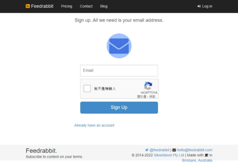 Feedrabbit 用 EMail 免費訂閱網站最新文章