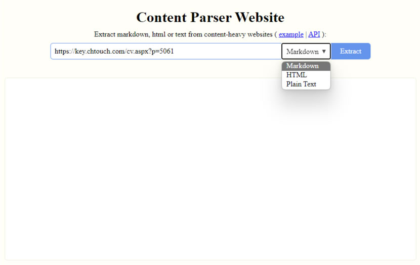 Content Parser Website 解析並提取網頁內的 Markdown、Html 或 Text