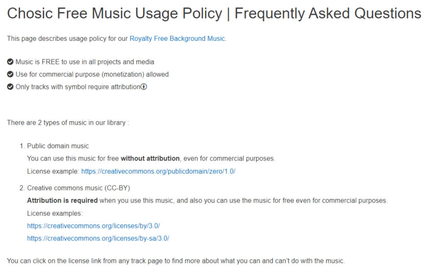 Chosic 提供可商用於影片配樂的免費音樂資源