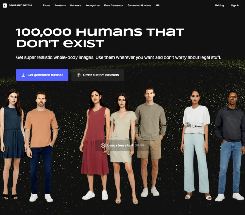 Generated Humans 免費下載由 AI 自動產生的 100,000 張全身人像圖檔