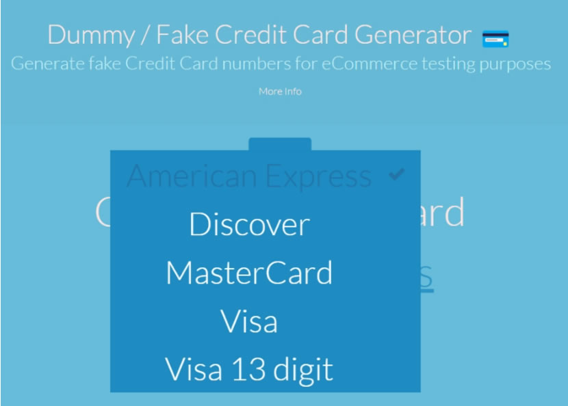 Fake Credit Card Generator 測試用的信用卡卡號產生器