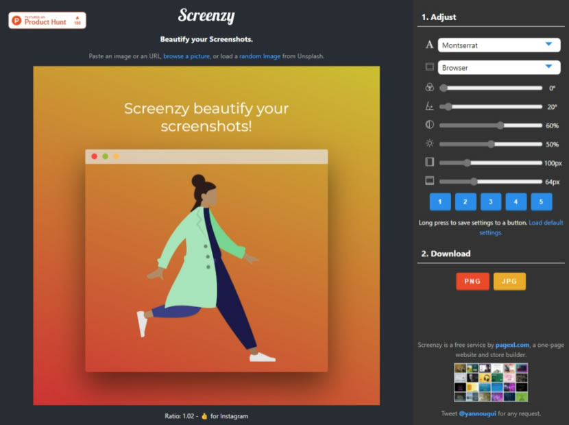 Screenzy 線上圖片美化免費工具