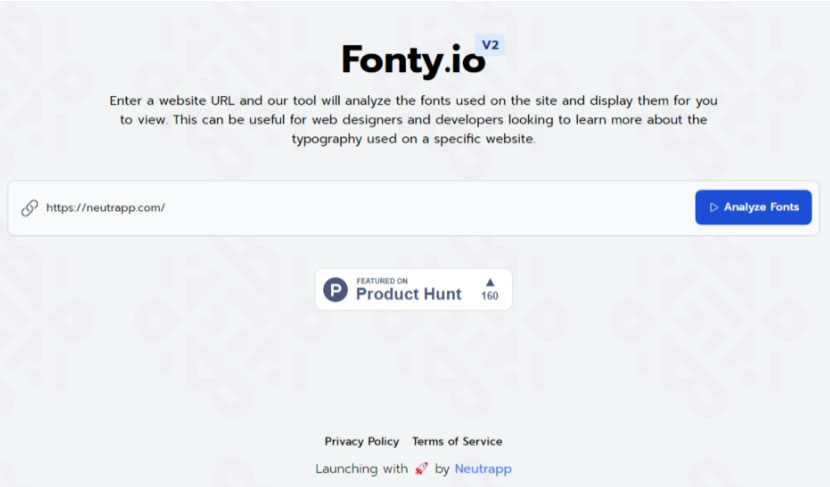 「Fonty.io」線上掃描網站內所用字體名稱、字重與字體大小