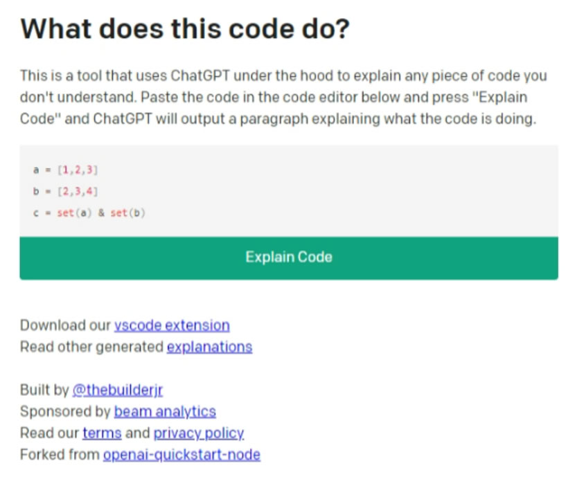 「What does this code do」用 ChatGPT 解釋程式碼並可產生網址多人討論