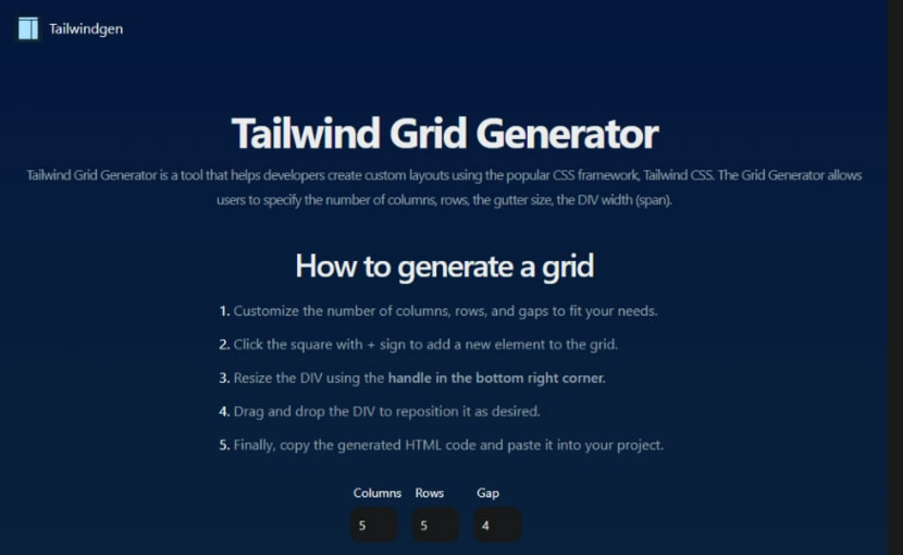 Tailwindgen  線上 Tailwind CSS 網頁佈局產生器