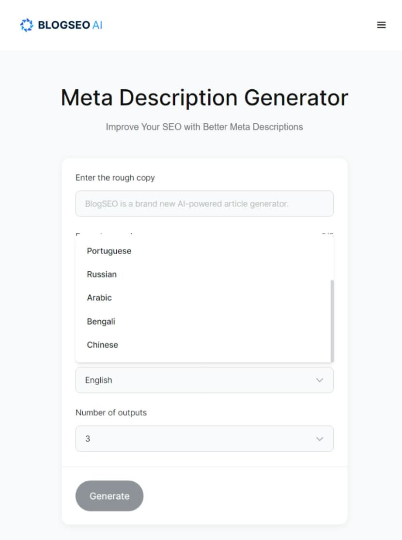 BlogSEO AI  用 AI 最佳化 HTML 內的 Meta Description 或 Meta Tag