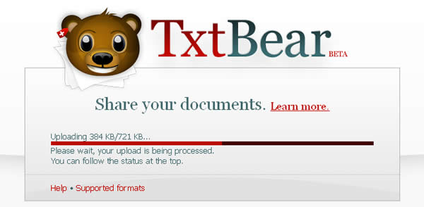 TxtBear 線上文件檔案分享及閱讀(PDF、HTML、DOC、XLS、PPT...)