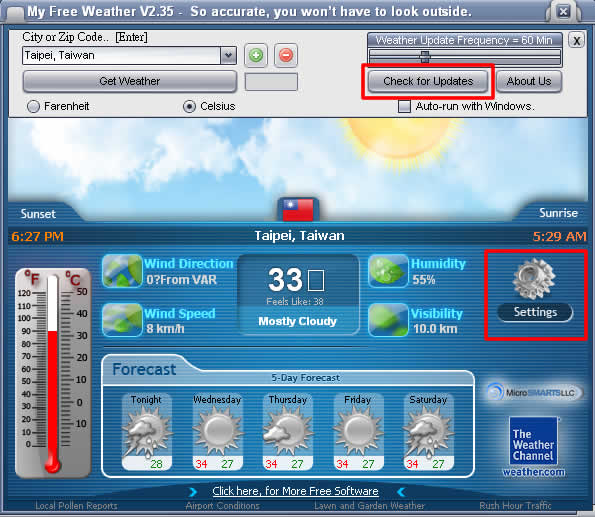 My Free Weather 即時更新的天氣預報軟體