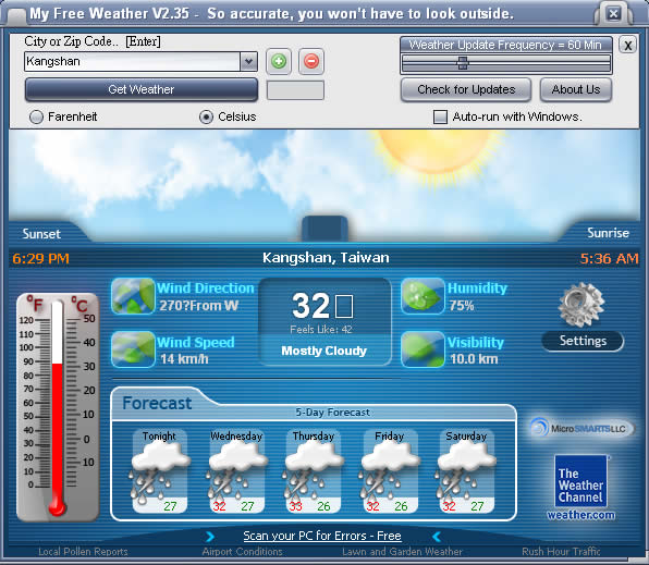 My Free Weather 即時更新的天氣預報軟體