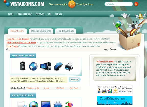 VistaIcons.com 提供豐富且風格一致的成套 ICO 圖示，且均附 PNG 檔案