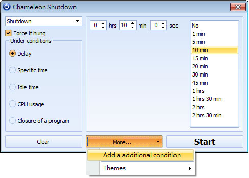 Chameleon Shutdown 電腦定時自動關機、重新開機、鎖定及登出排程工具