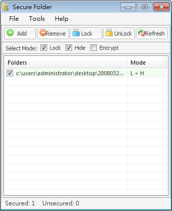 Secure Folder 電腦資料夾上鎖、隱藏及加密工具
