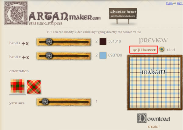 Tartan Maker 線上免費的網頁背景圖片製作服務