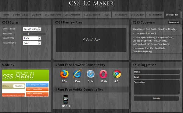 CSS 3.0 Maker 線上 CSS 3.0 語法產生器