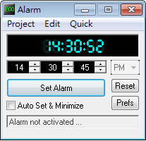 Alarm 電腦定時軟體，可定時播放自訂音效(MP3、WAV、MID)或訊息