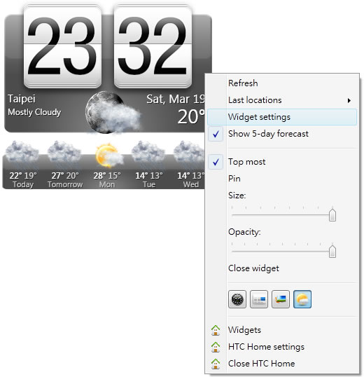 HTC Home 讓 Windows 裡也能有像 HTC 手機內的時間及天氣預報樣式(免安裝)