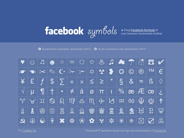 Facebook Symbols 方便又實用的特殊符號表