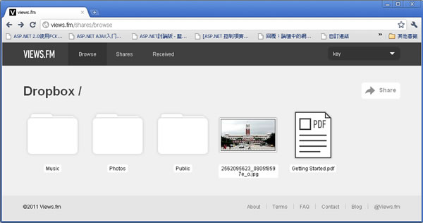 Views.fm 透過 Dropbox 分享你的檔案，支援外連