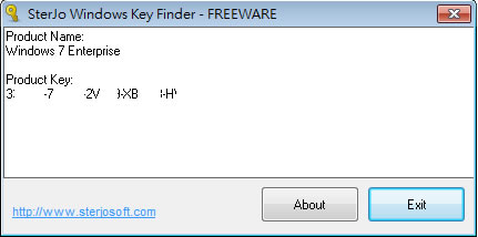 SterJo Windows Key Finder 找出 Windows 產品金鑰(免安裝)