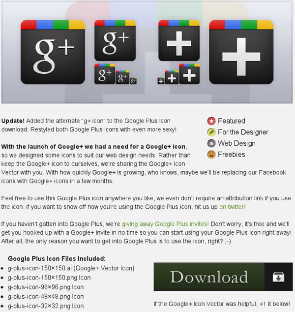 14 Gorgeous Google+ Icons 精選 Google+ 免費圖示集
