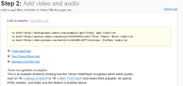 Yahoo! WebPlayer 可嵌入在網頁裡的影音播放器，具自動隱藏的功能