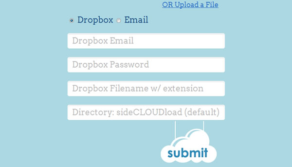 sideCLOUDload 免費代抓網路上的檔案，幫你直接存到 Dropbox 雲端硬碟或 EMail 到你的電子郵件信箱