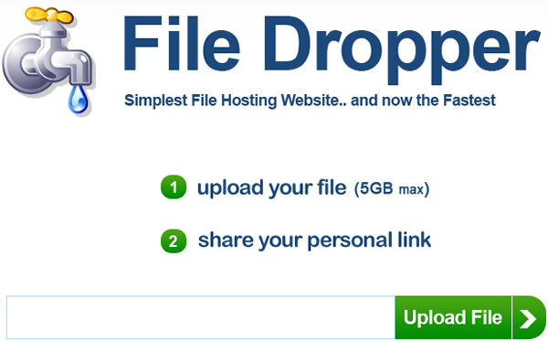 File Dropper 單檔 5GB 的檔案分享免費服務