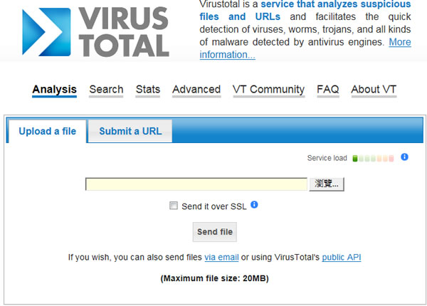 VirusTotal 線上掃毒免費服務，包含 Avast、NOD32、Microsoft、McAfee、Symatec 等 40套防毒引擎