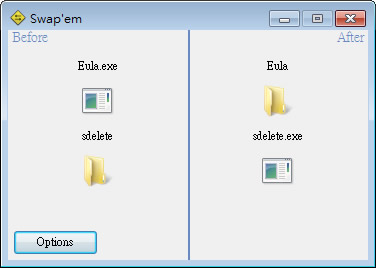 Swap'em 快速交換兩個檔案或資料夾的名稱(免安裝)