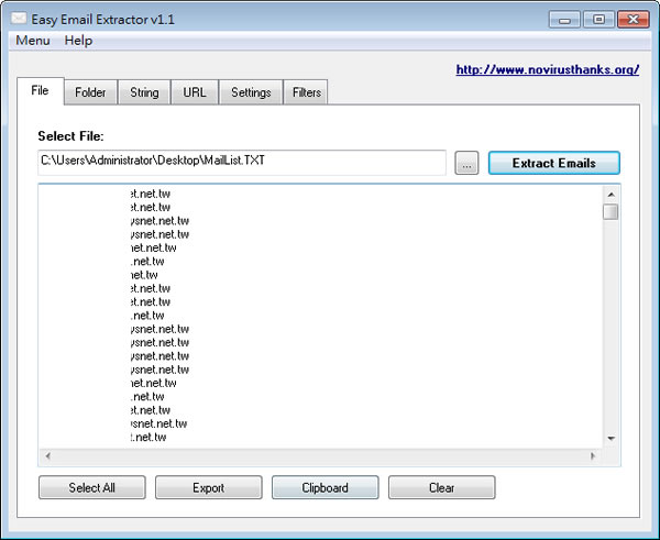 Easy Email Extractor 從檔案或 URL 提取電子郵件地址