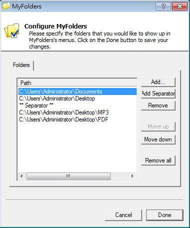 MyFolders 輕鬆移動/複製/開啟常用的資料夾或檔案