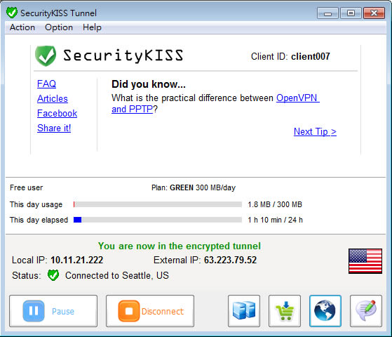 SecurityKISS Tunnel 免費虛擬 VPN 讓你不用再找代理，也能走透透