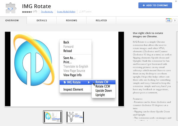 IMG Rotate 在任何網頁上旋轉圖片，Chrome 瀏覽器擴充功能