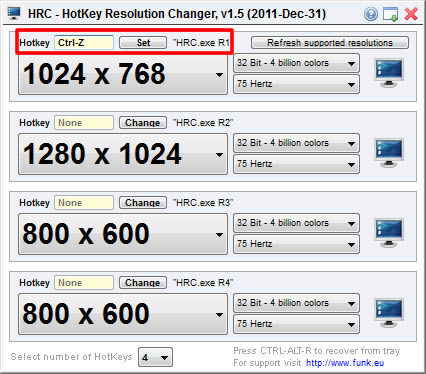 HRC – HotKey Resolution Changer 使用快速鍵切換螢幕解析度(免安裝)