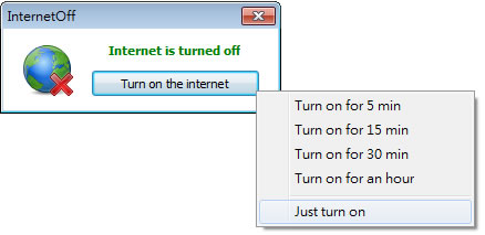 InternetOff 關閉電腦上網功能，並在規定的時間內恢復