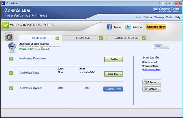 ZoneAlarm Free Antivirus + Firewall 防毒+防火牆二合一免費軟體
