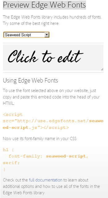 在網頁裡使用 Adobe 所推出的 Edge Web Fonts 免費網頁字型服務