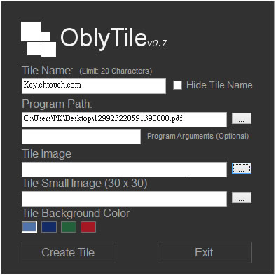 OblyTile 建立 Windows 8 開始畫面應用磚(免安裝)
