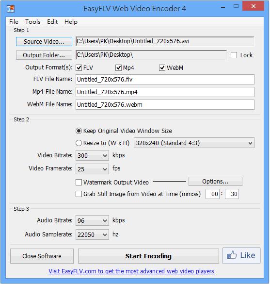EasyFLV Web Video Encoder 將影片轉成 FLV、MP4、WEBM 影片格式