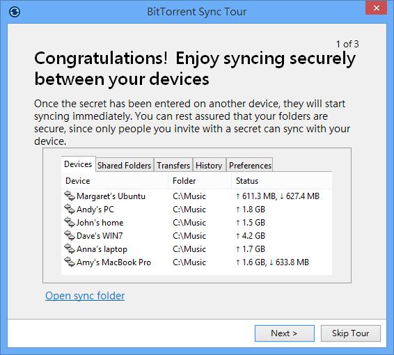 BitTorrent Sync 利用 P2P 技術，將別人電腦內的檔案同步到自己電腦