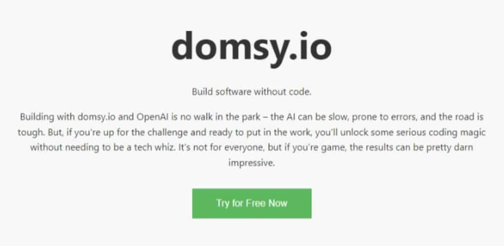 Domsy.io 使用 AI 設計網站、Web 應用程式原型，無需技術經驗即可生成程式碼